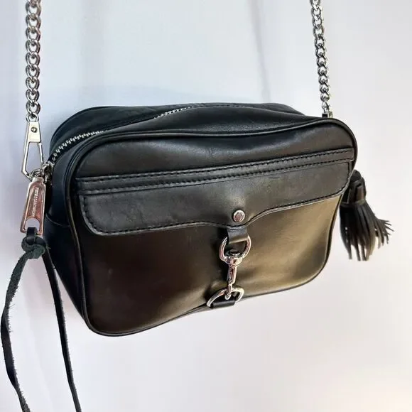 Rebecca Minkoff's M.A.B. Camera Black Leather Crossbody Purse Bag - Picture 12 of 16
